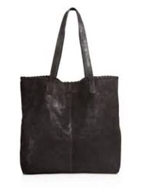 TOMS Cosmopolitan Black Suede Tote with Detachable Mini Pouch Size Large